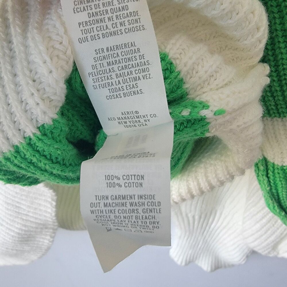 Aerie Womens Oversized Beyond Quarter Zip Sweater size M Polo Green Stripe - Picture 7 of 7